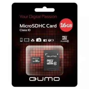 Карта памяти Qumo MicroSDHC 16GB Class10 (+ адаптер)