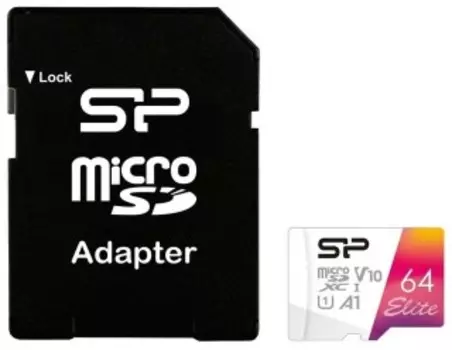 Карта памяти Silicon Power microSDXC 64Gb SP064GBSTXBV1V20SP Elite + adapter