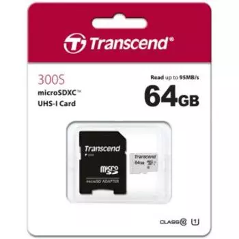 Карта памяти Transcend microSD 64GB TS64GUSD300S-A ( + adapter)