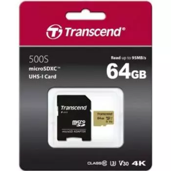Карта памяти Transcend microSD 64GB TS64GUSD500S ( + adapter)