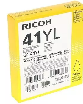 Картридж Ricoh GC 41YL Жёлтый 600 страниц.