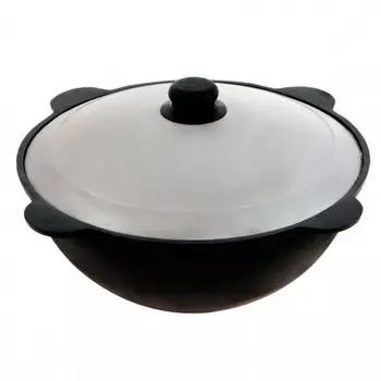 Казан Davr Metall 12л (круглое дно) с ал. крышкой, с шумовкой, половником и специями (КазУз12ЛКШПС)