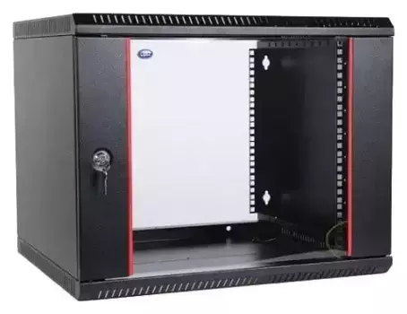 Коммутационный шкаф ЦМО ШРН-Э-6.650-9005 настенный, стеклянная передняя дверь, 6U, 600x650мм