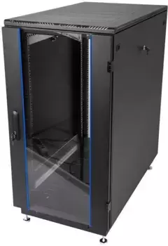 Коммутационный шкаф ЦМО ШТК-М-18.6.6-1ААА-9005 напольный, стеклянная передняя дверь, 18U, 600x960x600мм