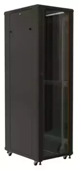 Коммутационный шкаф Hyperline TTB-3266-AS-RAL9004 напольный, передняя стеклянная дверь, задняя дверь сплошная стальная, 32U, 600x600мм