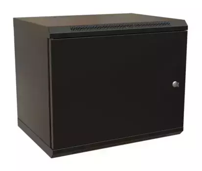 Коммутационный шкаф WRLINE WR-TW-1266-SR-RAL9004 настенный, металлическая передняя дверь, 12U, 600x650x600мм