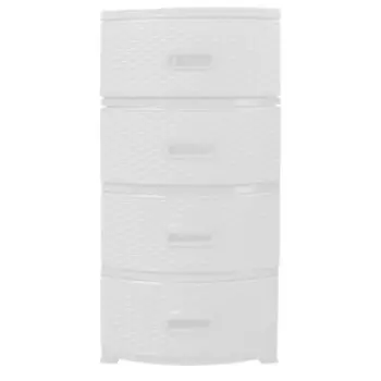 Комод Росспласт Ротанг белый