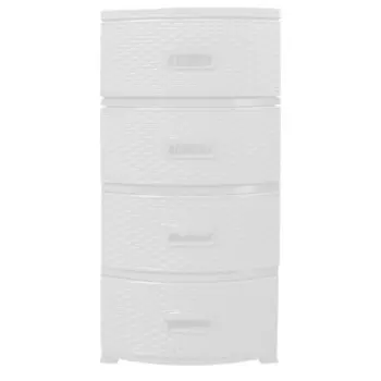 Комод Росспласт Ротанг белый