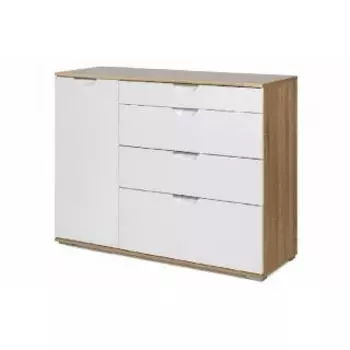 Комод Vental Лайн-3 дуб сонома/белый глянец (Фасады МДФ)