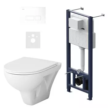 Комплект инсталляции Am.Pm IS47001.901700 с клав Pro S белый с подвесным унитазом Gem FlashClean с сид м/лифт