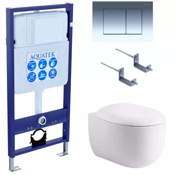Комплект инсталляции Aquatek Set AQUATEK АЛЬТАИР cm-010 4в1 (рама Standard INS-0000012 с звукоиз.прокладкой+крепеж KKI-0000002+кнопкаKDI-0000010+унитаз АЛЬТАИР AQ1980-00 с крышкой)
