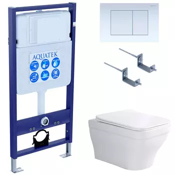 Комплект инсталляции Aquatek Set AQUATEK АМАДЕО cm-009 4в1 (рама Standard INS-0000012 с звукоиз.прокладкой+крепеж KKI-0000002+кнопкаKDI-0000009+унитаз АМАДЕО AQ1180-00 с крышкой)