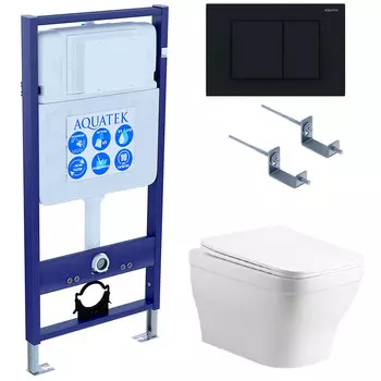 Комплект инсталляции Aquatek Set AQUATEK АМАДЕО cm-012 4в1 (рама Standard INS-0000012 с звукоиз.прокладкой+крепеж KKI-0000002+кнопкаKDI-0000012+унитаз АМАДЕО AQ1180-00 с крышкой)
