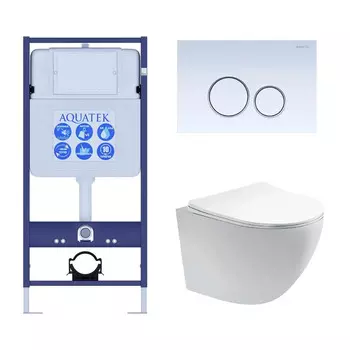 Комплект инсталляции Aquatek SET AQUATEK ЕВРОПА T KDI15 (рама AQUATEK Standard INS-0000012 +клавиша KDI-0000015 +крепеж KKI-0000002 +унитаз AQ1900T-00 с тонким сиденьем sc)