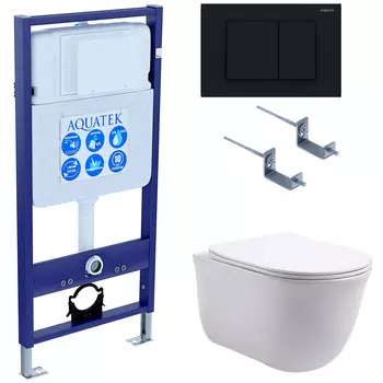 Комплект инсталляции Aquatek Set AQUATEK КЛАССИК-012 4в1 (рама Standard INS-0000012 с звукоиз.прокладкой+крепеж KKI-0000002+кнопкаKDI-0000012+унитаз КЛАССИК AQ1111-00 с крышкой)