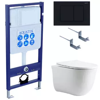 Комплект инсталляции Aquatek Set AQUATEK КЛАССИК cm-012 4в1 (рама Standard INS-0000012 с звукоиз.прокладкой+крепеж KKI-0000002+кнопкаKDI-0000012+унитаз КЛАССИК AQ1112-00 с крышкой)
