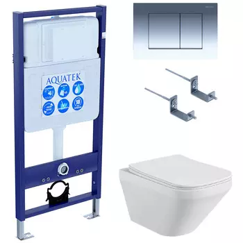 Комплект инсталляции Aquatek Set AQUATEK ЛИРА-010 4в1 (рама Standard INS-0000012 с звукоиз.прокладкой+крепеж KKI-0000002+кнопкаKDI-0000010+унитаз ЛИРА AQ1155-00 с крышкой-сиденьем)