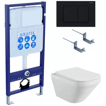 Комплект инсталляции Aquatek Set AQUATEK ЛИРА-012 4в1 (рама Standard INS-0000012 с звукоиз.прокладкой+крепеж KKI-0000002+кнопкаKDI-0000012+унитаз ЛИРА AQ1155-00 с крышкой-сиденьем)