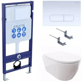 Комплект инсталляции Aquatek SET AQUATEK ПОЛАРИС-013 4в1 (рама AQUATEK Standard INS-0000012+унитаз ПОЛАРИС AQ0700-00 с тонким сиденьем soft-close+ крепеж KKI-0000002 +панель KDI-0000013)