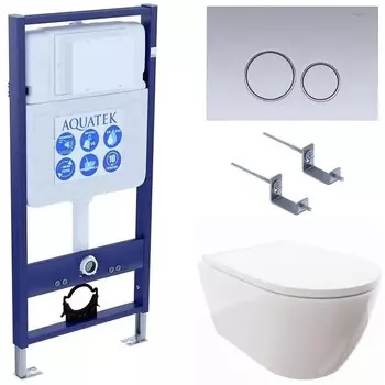 Комплект инсталляции Aquatek SET AQUATEK ПОЛАРИС-019 4в1 (рама AQUATEK Standard INS-0000012+унитаз ПОЛАРИС AQ0700-00 с тонким сиденьем soft-close+ крепеж KKI-0000002 +панель KDI-0000019)