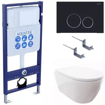 Комплект инсталляции Aquatek SET AQUATEK ПОЛАРИС-020 4в1 (рама AQUATEK Standard INS-0000012+унитаз ПОЛАРИС AQ0700-00 с тонким сиденьем soft-close+ крепеж KKI-0000002 +панель KDI-0000020)