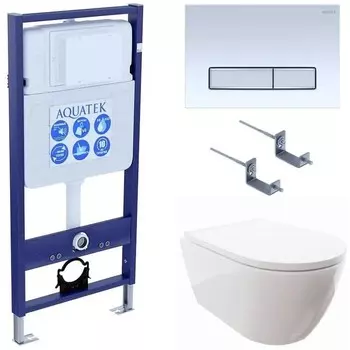 Комплект инсталляции Aquatek SET AQUATEK ПОЛАРИС-022 4в1 (рама AQUATEK Standard INS-0000012+унитаз ПОЛАРИС AQ0700-00 с тонким сиденьем soft-close+ крепеж KKI-0000002 +панель KDI-0000022)