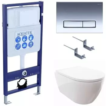 Комплект инсталляции Aquatek SET AQUATEK ПОЛАРИС-023 4в1 (рама AQUATEK Standard INS-0000012+унитаз ПОЛАРИС AQ0700-00 с тонким сиденьем soft-close+ крепеж KKI-0000002 +панель KDI-0000023)
