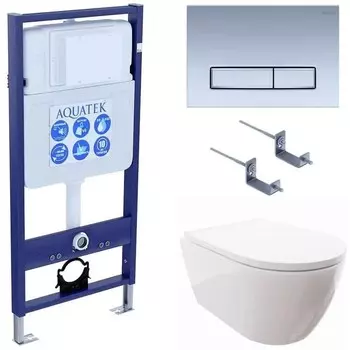 Комплект инсталляции Aquatek SET AQUATEK ПОЛАРИС-024 4в1 (рама AQUATEK Standard INS-0000012+унитаз ПОЛАРИС AQ0700-00 с тонким сиденьем soft-close+ крепеж KKI-0000002 +панель KDI-0000024)