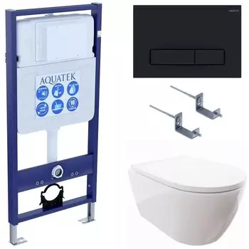 Комплект инсталляции Aquatek SET AQUATEK ПОЛАРИС-025 4в1 (рама AQUATEK Standard INS-0000012+унитаз ПОЛАРИС AQ0700-00 с тонким сиденьем soft-close+ крепеж KKI-0000002 +панель KDI-0000025)