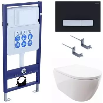 Комплект инсталляции Aquatek SET AQUATEK ПОЛАРИС-026 4в1 (рама AQUATEK Standard INS-0000012+унитаз ПОЛАРИС AQ0700-00 с тонким сиденьем soft-close+ крепеж KKI-0000002 +панель KDI-0000026)