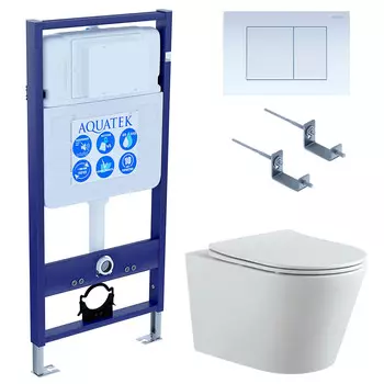 Комплект инсталляции Aquatek Set AQUATEK ВЕГА-009 4в1 (рама Standard INS-0000012 с звукоиз.прокладкой+крепеж KKI-0000002+кнопкаKDI-0000009+унитаз ВЕГА AQ1905-00 с крышкой-сиденьем)