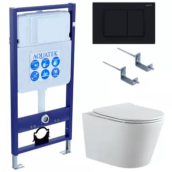 Комплект инсталляции Aquatek Set AQUATEK ВЕГА-012 4в1 (рама Standard INS-0000012 с звукоиз.прокладкой+крепеж KKI-0000002+кнопкаKDI-0000012+унитаз ВЕГА AQ1905-00 с крышкой-сиденьем)