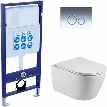 Комплект инсталляции Aquatek SET БЕТТА KDI18 (рама INS-0000012+клав. KDI-0000018 +креп. KKI-0000002 +унитаз БЕТТА AQ1253W-00)