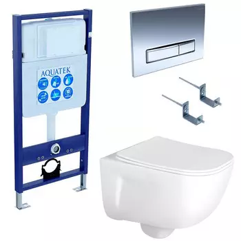 Комплект инсталляции Aquatek SET ДИВА (рама INS-0000012+креп. KKI-0000002+клав. KDI-0000023+унитаз ДИВА AQ2012-00)