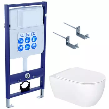 Комплект инсталляции Aquatek Set ЕВРОПА New-KKI2 (рама AQUATEK Standard INS-0000012+звукоиз. прокладка+крепеж KKI-0000002+унитаз ЕВРОПА AQ1106L-00+тонкое сиденье)