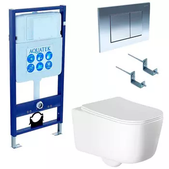 Комплект инсталляции Aquatek SET ЛУГАНО (рама INS-0000012+креп. KKI-0000002+клав. KDI-0000010+унитаз ЛУГАНО AQ2002-00)