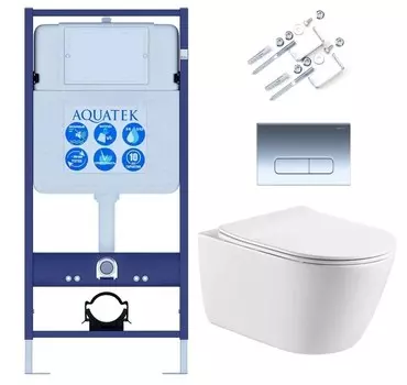 Комплект инсталляции Aquatek SET ОБЕРОН KDI16 (рама INS-0000012 с клав. KDI-0000016+креп. KKI-0000002+унитаз ОБЕРОН AQ1363W-00)