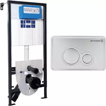 Комплект инсталляции BETTOSERB Sava Fix Slim, клавиша смыва хром матовый (SET40006462)