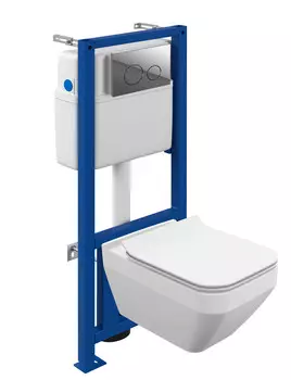 Комплект инсталляции Cersanit CREA SQUARE CO DPL EO slim +LINK PRO +TWINS хром глянцевый (64443)