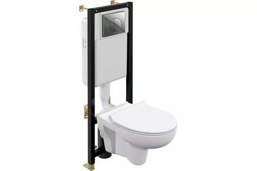 Комплект инсталляции Cersanit NATURE CO DPL EO slim +BLACK +LEON хром глянцевый (64232)
