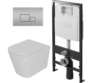 Комплект инсталляции D&K DS1511604 (унитаз DT1516016, инсталляция DI8055119, клавиша смыва DB1519002)