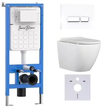 Комплект инсталляции Iberica Blanca IB001.BLA.231.2210 (инсталляция + унитаз BILBAO ALTO (IB.BLA.231.1B1)+ кл. смыва белый) (2 коробки)