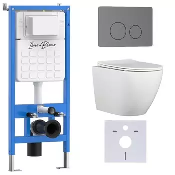 Комплект инсталляции Iberica Blanca IB001.BLA.234.8180 (инсталляция + унитаз BILBAO ALTO (IB.BLA.234.1B1) + кл. смыва) (2 коробки)