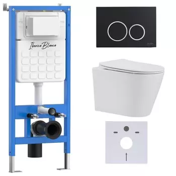 Комплект инсталляции Iberica Blanca IB001.BRA.231.822 (инсталляция + унитаз BURGOS ALTO IB.BRA.231.1B1 + кл. смыва черный матовый ESTI-O IB.B082.002.000) (2 коробки)
