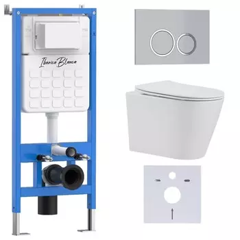 Комплект инсталляции Iberica Blanca IB001.BRA.231.824 (инсталляция + унитаз BURGOS ALTO IB.BRA.231.1B1 + кл. смыва хром матовый ESTI-O IB.B082.004.000) (2 коробки)