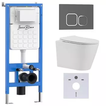 Комплект инсталляции Iberica Blanca IB001.BRA.231.837 (инсталляция + унитаз BURGOS ALTO IB.BRA.231.1B1 + кл. смыва серый, матовый ESTI-Q IB.B083.007.000) (2 коробки)