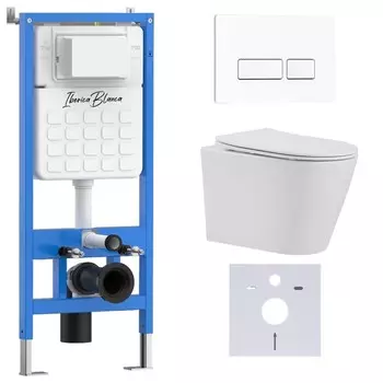 Комплект инсталляции Iberica Blanca IB001.BRA.231.211 (инсталляция + унитаз BURGOS ALTO IB.BRA.231.1B1 + кл. смыва белый глянцевый ESTI-R IB.B021.001.000) (2 коробки)