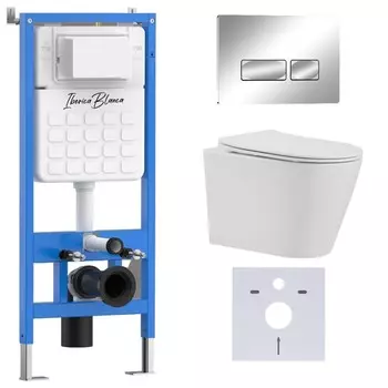 Комплект инсталляции Iberica Blanca IB001.BRA.231.213 (инсталляция + унитаз BURGOS ALTO IB.BRA.231.1B1 + кл. смыва хром глянцевый ESTI-R IB.B021.003.002) (2 коробки)