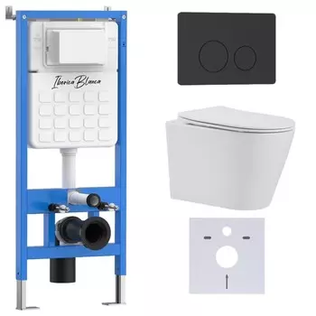 Комплект инсталляции Iberica Blanca IB001.BRA.231.812 (инсталляция + унитаз BURGOS ALTO IB.BRA.231.1B1 + кл. смыва черный матовый INOX-O IB.B081.002.003) (2 коробки)