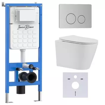Комплект инсталляции Iberica Blanca IB001.BRA.231.8132 (инсталляция + унитаз BURGOS ALTO IB.BRA.231.1B1 + кл. смыва хром матовый INOX-O IB.B081.003.002) (2 коробки)